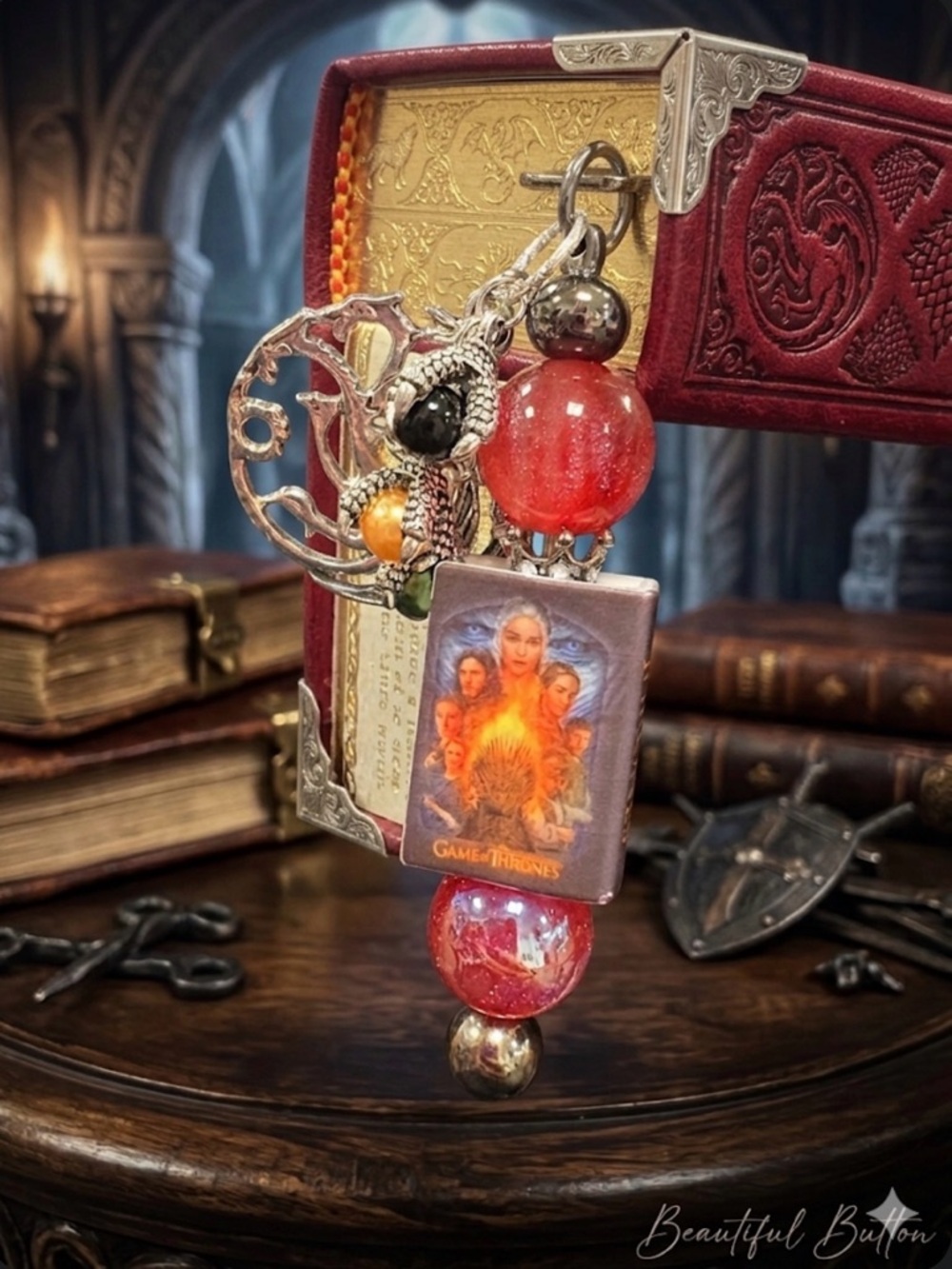 Game of Thrones Red Dragon Charm Bookmark
